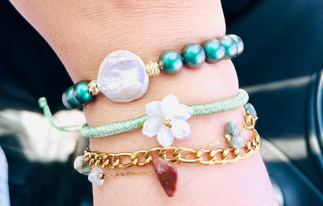 دستبند زنانه ترکیب طلا و مروارید